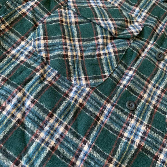 Vtg 60s Pendleton Board Shirt Sz Small Green Plaid Wool Loop Collar Flap Pocket - Picture 5 of 12